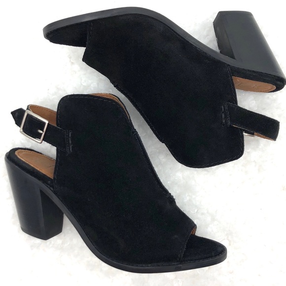 Frye “Courtney Sling” Suede Peeptoe Shootie Bootie - Picture 2 of 8